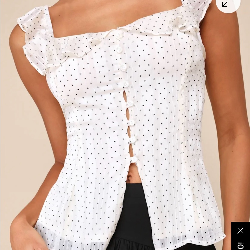Lulu's White Sleeveless Ruffled Peplum Blouse